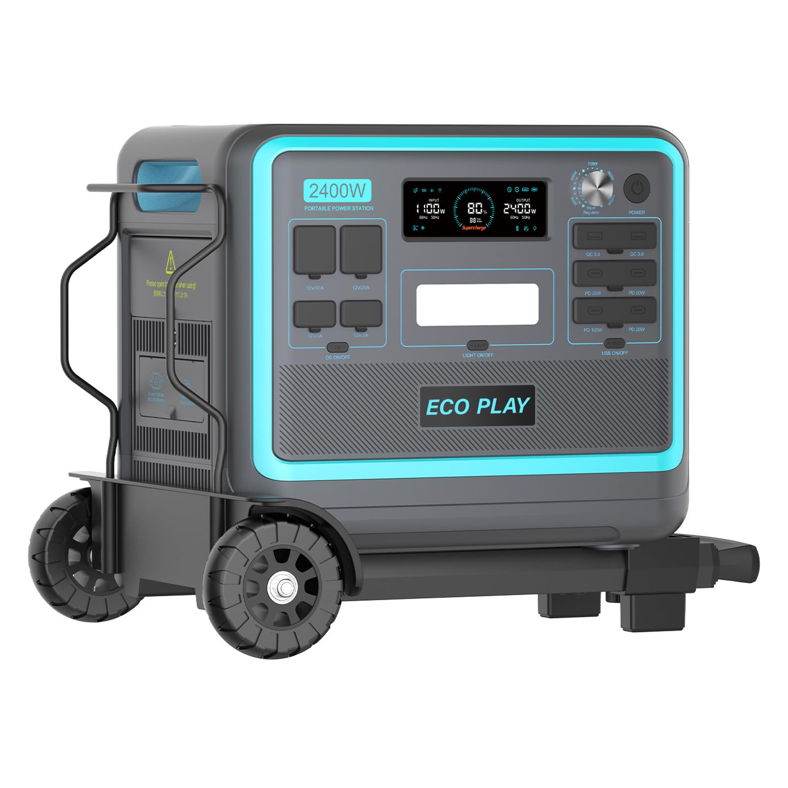 2400W Portable Power Station, 2048Wh LiFePO4 Battery Backup, 1.8H Fast Charging,16 Outputs